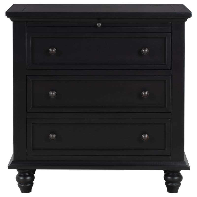  3-Drawer Storage Wood Cabinet, End Table with Pull Out Tray, Ideal for Living Rooms or Bedrooms, Offering Compact and Practical Storage Solutions