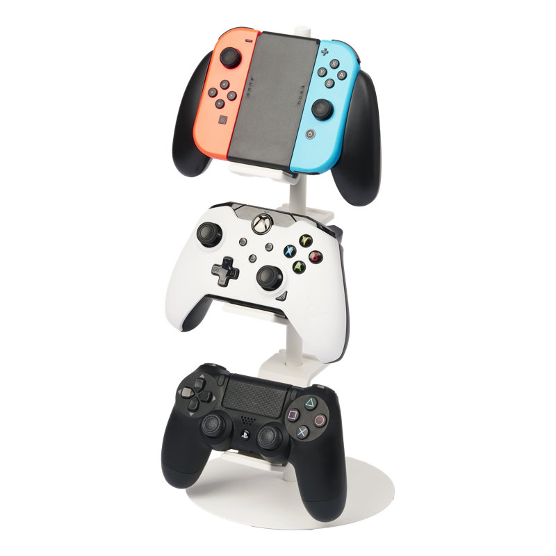 White Adjustable Steel Three-Tier Game Controller Stand