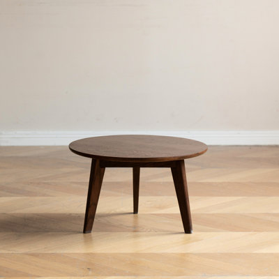 100% Solid Oak Coffee Table, Walnut, Low Desk For Living Space, Simple To Assemble, Round Corners, 24.1In Depth X Width 14.05In Height Wood Desk, With Walnut Color, Table Home, Easy Assembly,