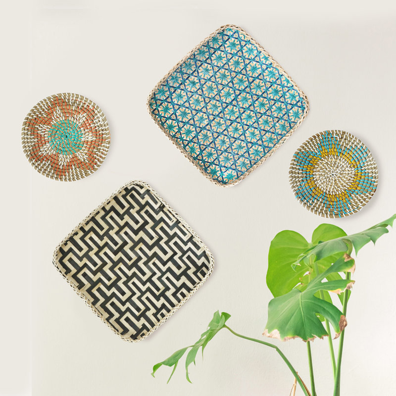 Handmade Boho Abstract Wall Decor on Wicker