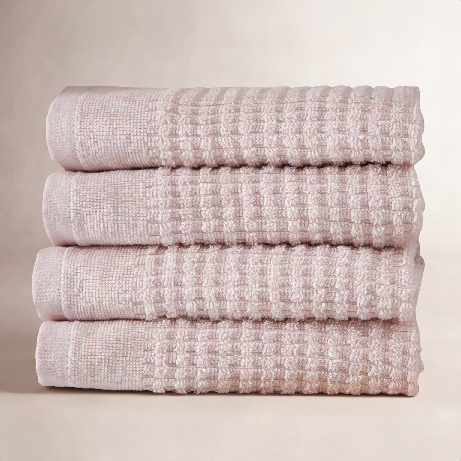 Earline 4-Piece Turkish Cotton Washcloth Set, Pink