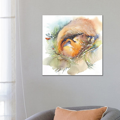 Sleeping Squirrel 1 Piece Wrapped Canvas Painting