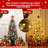 Christmas Tree-Fat Tree Body Contains 4.5Fth Potted Tree 200 Lights, 8-Mode, Frost Blossom Cedar, 4 Red Fruits, Nine-Headed Bird Light Box Base