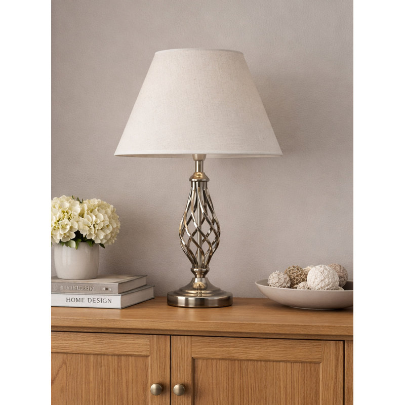 Bratton 52Cm Traditional Twist Table Lamp, Silver