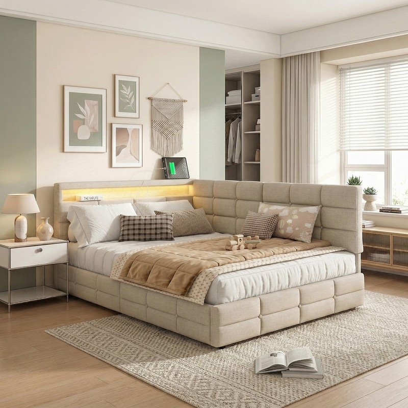 Daybed, Beige, European Double (140 x 200 cm)