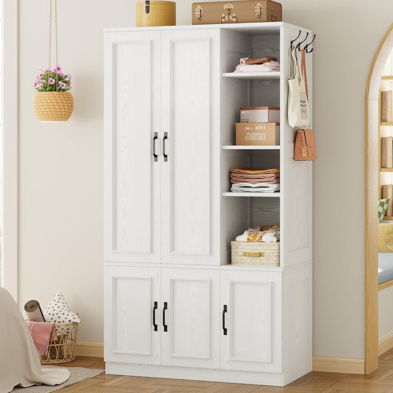 Armoire-penderie Armoire H 70 po, 5 portes avec 4 tablettes et tringle