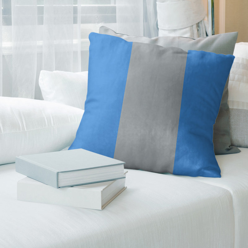 Coussin décoratif , 20 po x 20 po, Bleu / Gris, Simili suède