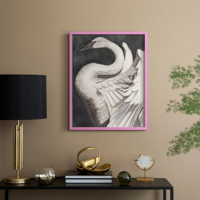 Swan Dance II, reproduction encadrée - bois massif