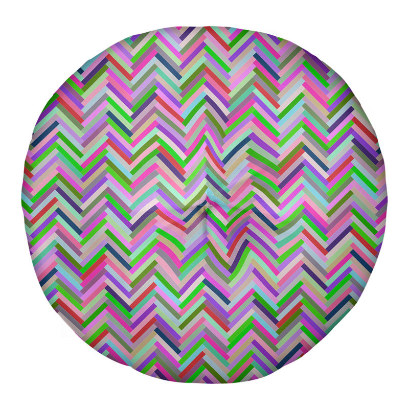 Coussin de plancher chevrons, 26 po x 26 po, Rose / Vert