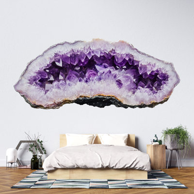 Amethyst Crystal Wall Mural, Quartz Wall Art, Bedroom Wall Decor, Luxury Interior Design 420Mv