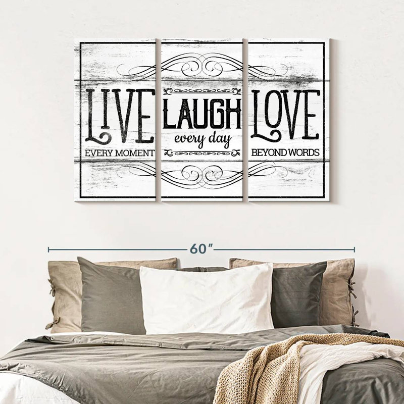 «Live Laugh Love Everyday», reproduction sur toile, H 32 po x l 50 po x 1,25 po