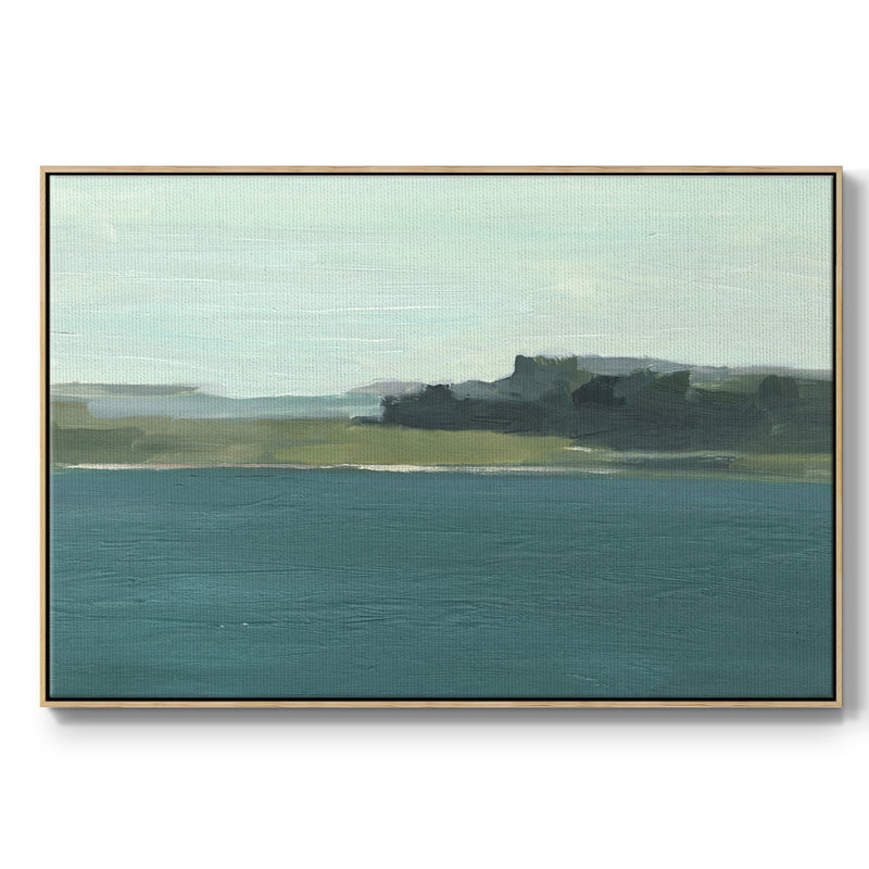 " Calming Lake View II ", Natural Wood Framed, 17" H x 25" W x 2" D