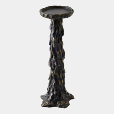 Melting Pillar Candle Holder-Black-Lg