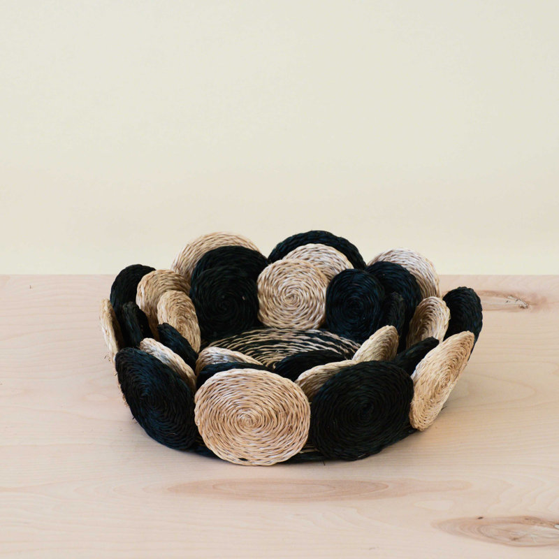 Abaca Fruit Basket Circles, set of 3, Black