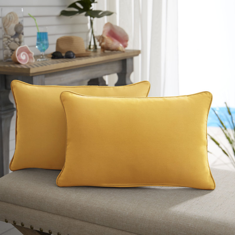 Selene Outdoor Reversible Throw Pillow, Fresco Daffodil, 13" H x 20" W