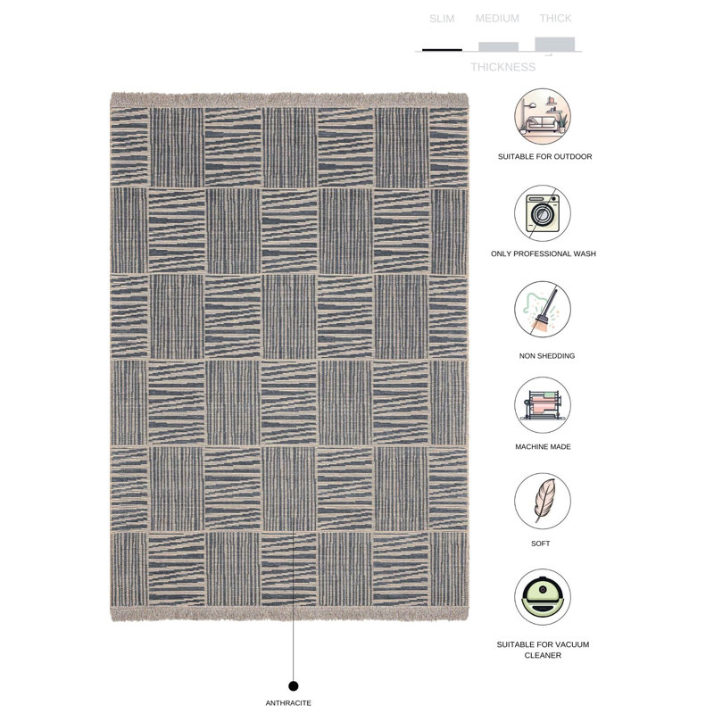 Dainel Striped Indoor Rug, Rectangle 6'7" x 9'7"