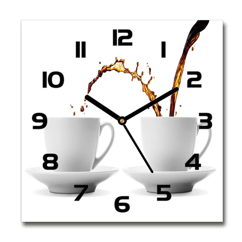 Glass Wall Clock, Black/White/Brown