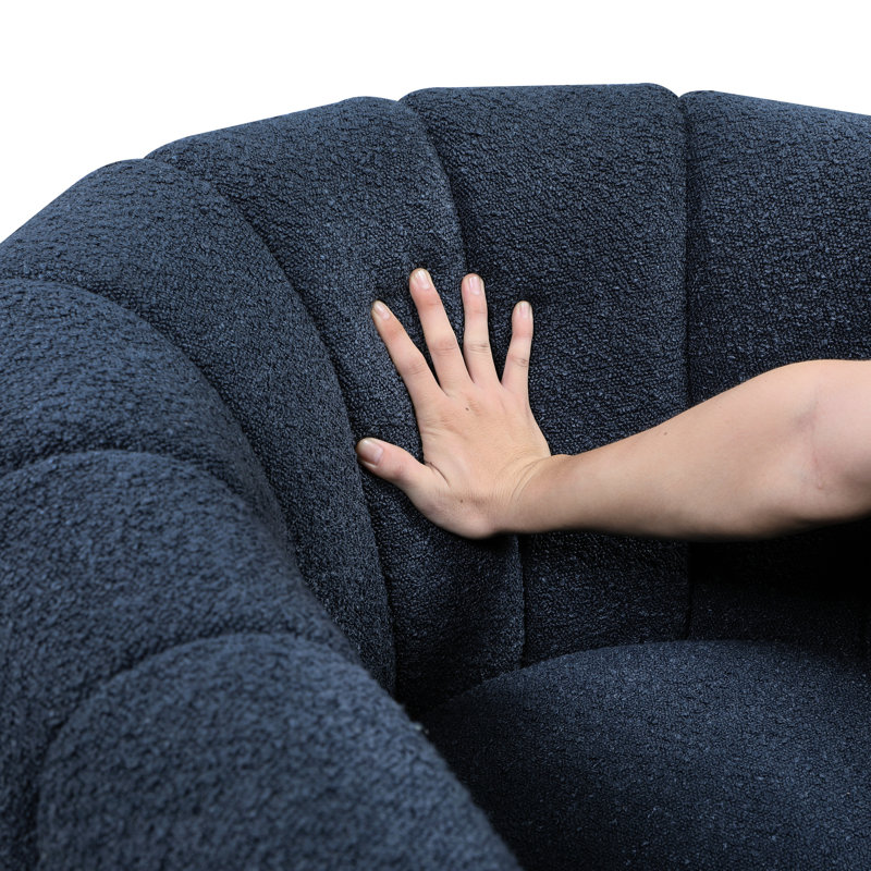 Chaise contemporaine en tissu avec dossier rembourré Boucle, Blue