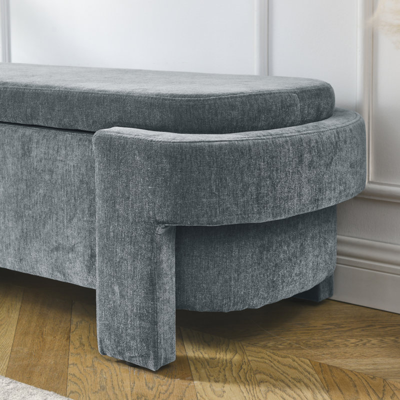 Banc rembourré en chenille avec grand espace de rangement pour le salon