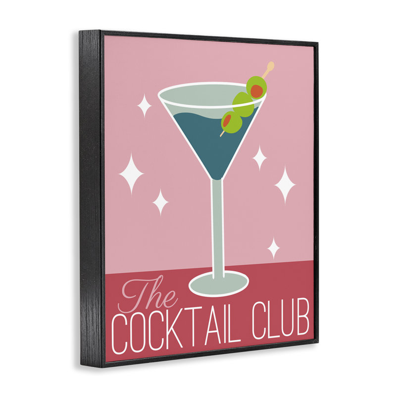 «Cocktail Club», estampe numérique par Anna Quach, Giclée encadrée noir minuit, H 14 po x l 11 po