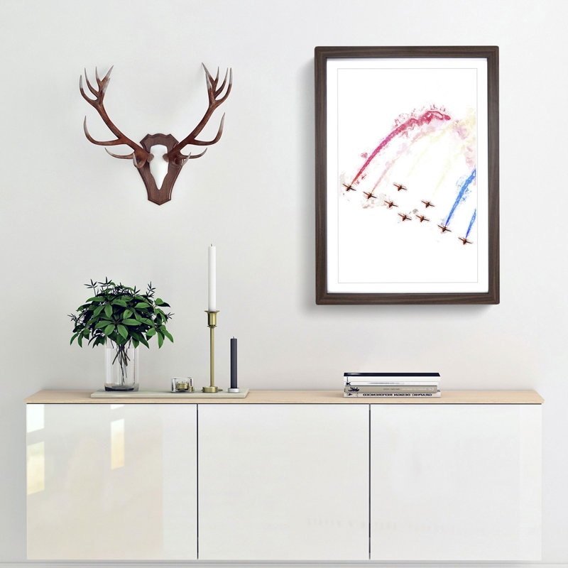 The Red Arrows - Picture Frame Painting Print, 76cm H x 50cm W x 2cm D, Walnut Framed