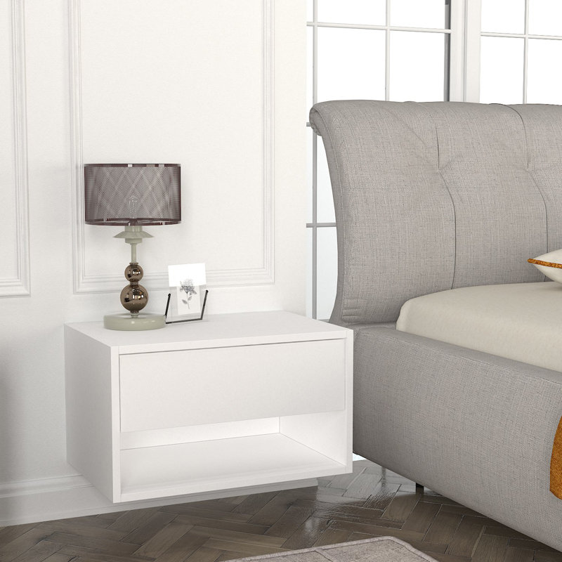 Benaniah 24" Wall Mounted Floating Nightstand, White
