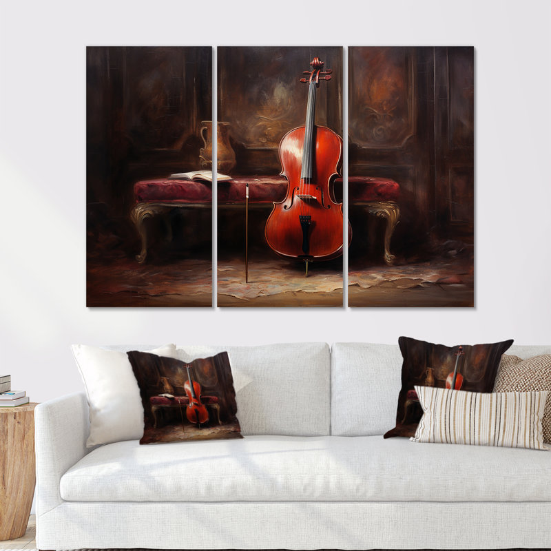 «Cello Charisma Deep Burgundy VI», ensemble d'art sur toile, H 28 po x l 36 po