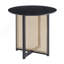 Table ronde noire en bois massif, fabrication entièrement en bois massif et en rotin, pouvant accueillir de 2 à 4 personnes, diamètre de 31,5 pouces