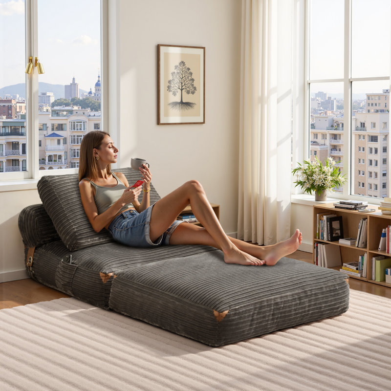 Fauteuil rabattable sans assemblage requis Rita, Gris