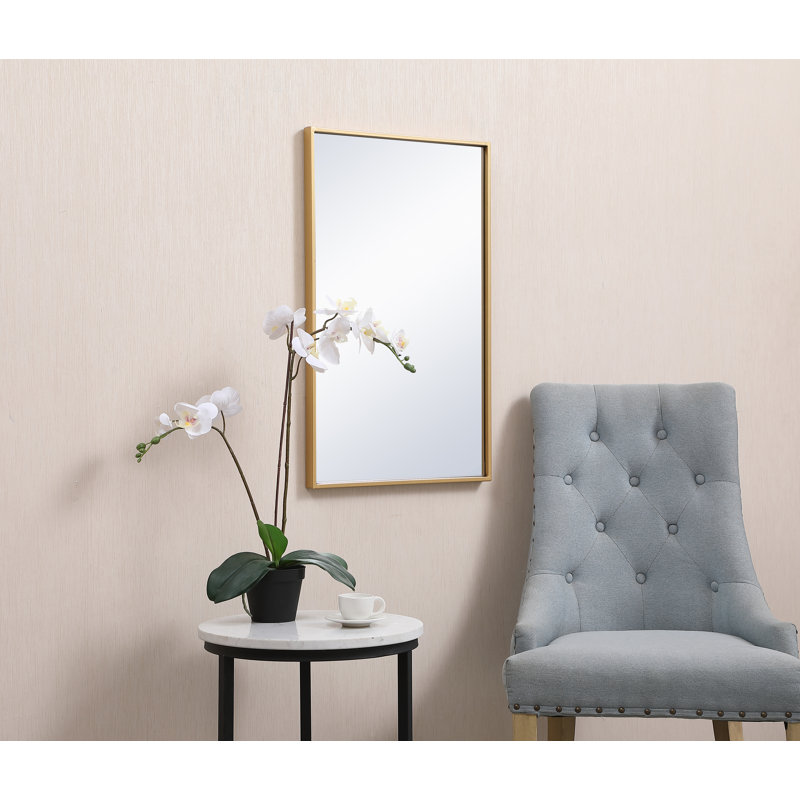 Sabine Metal Rectangle Wall Mirror, 18" x 28", Brass