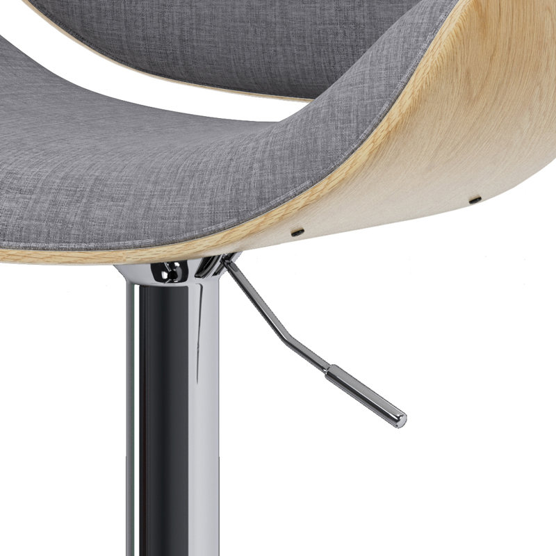 Tabouret de bar moderne pivotant rembourré Marana, Mélange de lin - Gris clair