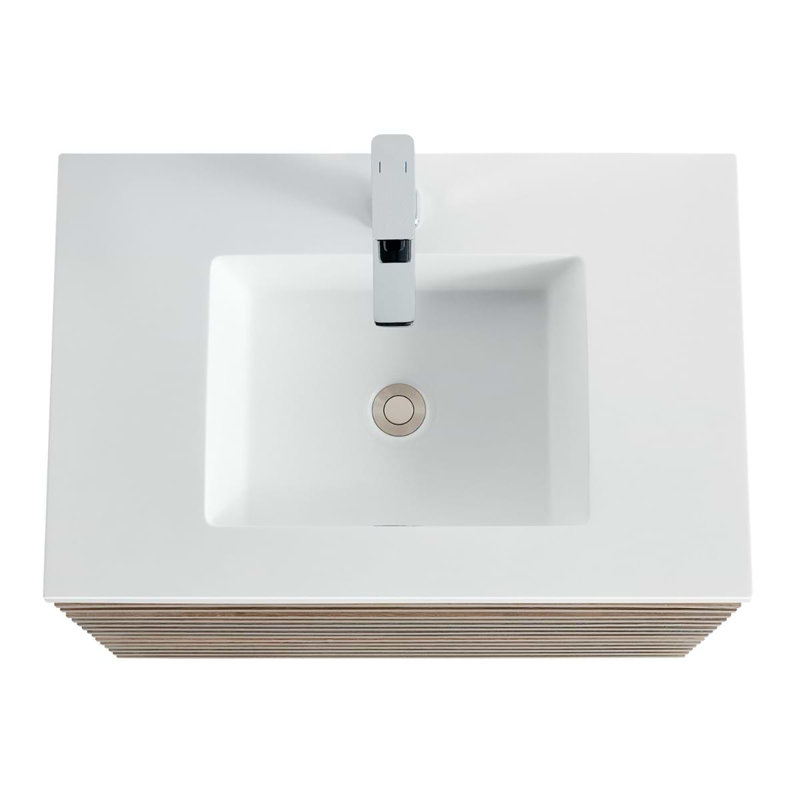 Gibson 48" Wall Mounted Single Bathroom Vanity with Top, Light Wood, 30"