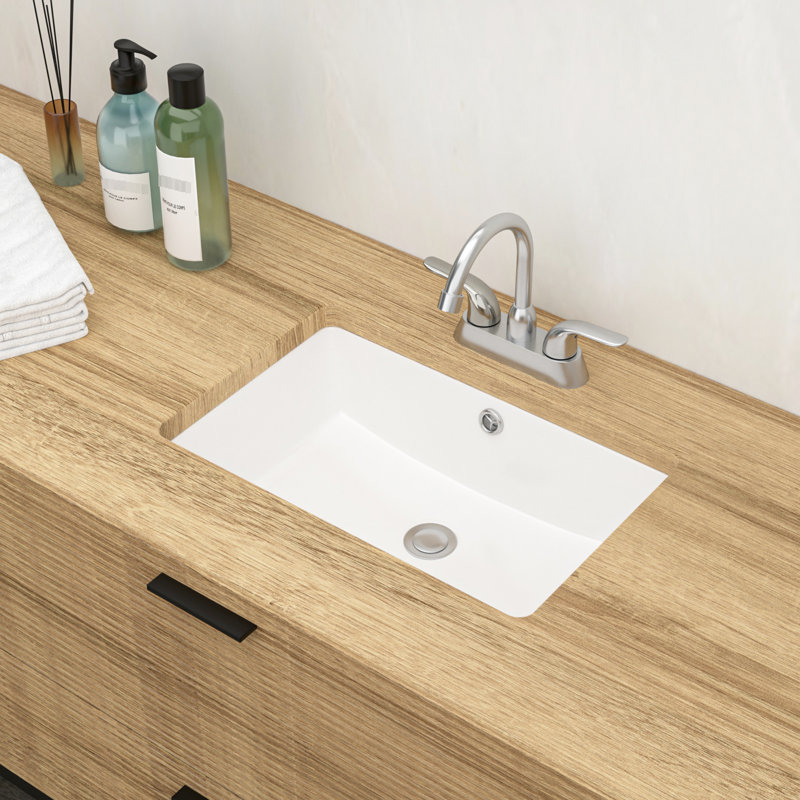 Lavabo de salle de bain rectangulaire encastrable en céramique 18 "x 12" avec trop-plein - Design élégant, surface lisse pour rénovation style moderne blanc classique, toilettes résistantes aux acides