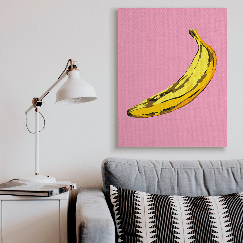 Banane rose pop tropical amusant minime fruit, Toile tendue, H 48 po x l 36 po