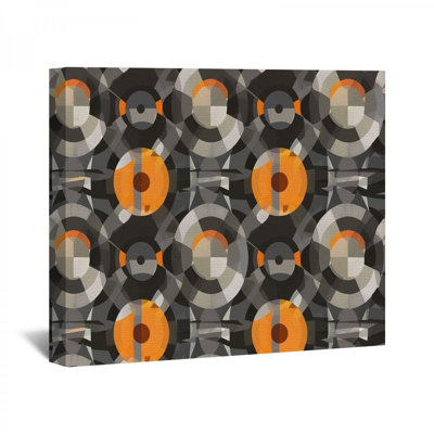 Cercles gris et orange, reproduction sur toile