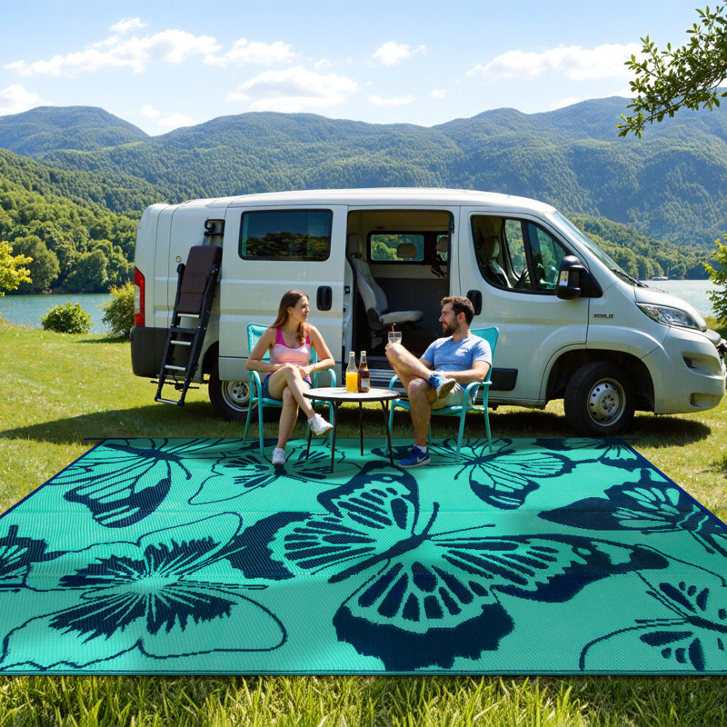 Botho Waterproof Insect Indoor/Outdoor Green 9X12 Area Rugs -Reversible/Lightweight Patio Deck Rug Portable Carpet for Backyard Camping Rv