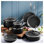 HENCKELS Capri Cookware Set Grey 11 Piece, Aluminum