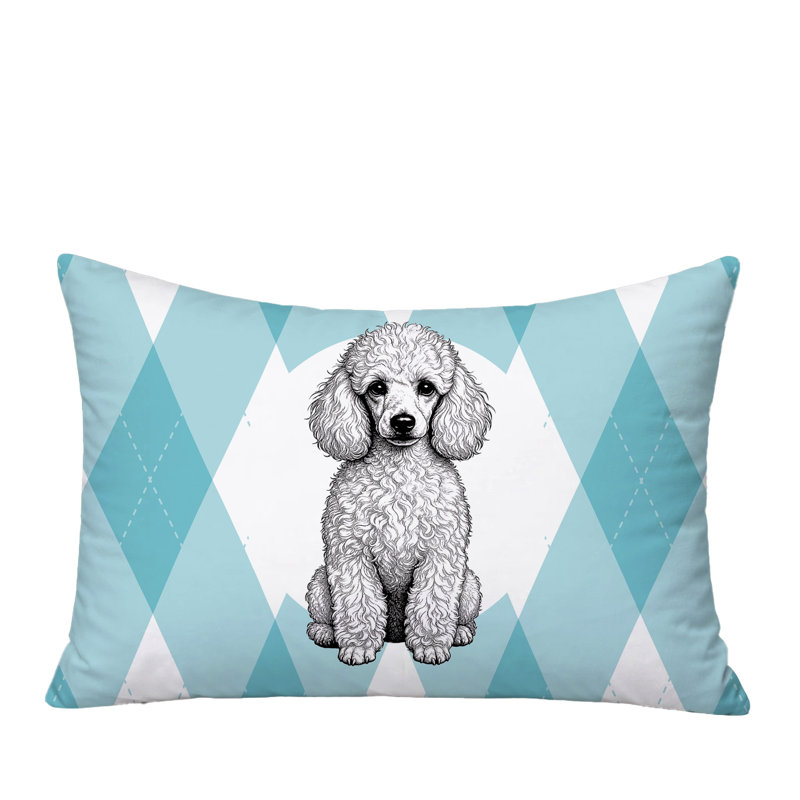 Coussin réversible intérieur / extérieur Poodle Dog, 25 x 18, Sarcelle