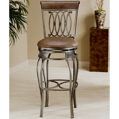 Westward Swivel Upholstered Counter Stool with Metal Frame
