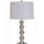 Grande lampe de table en acier 29,5 po avec finition nickel satiné et abat-jour en lin