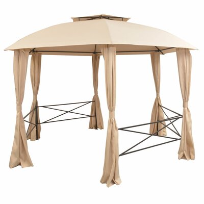 Styrman Canopy Patio Pavilion Hexagonal Gazebo Outdoor Party Tent with Curtains -  Arlmont & Co., 44A03873F95A470CB38969C0EB7641C4