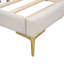 Lit de jour double avec revêtement beige, tête de lit, accoudoirs et pieds robustes - Tête de lit élégante et polyvalente, confortable-1507394047-1507394045