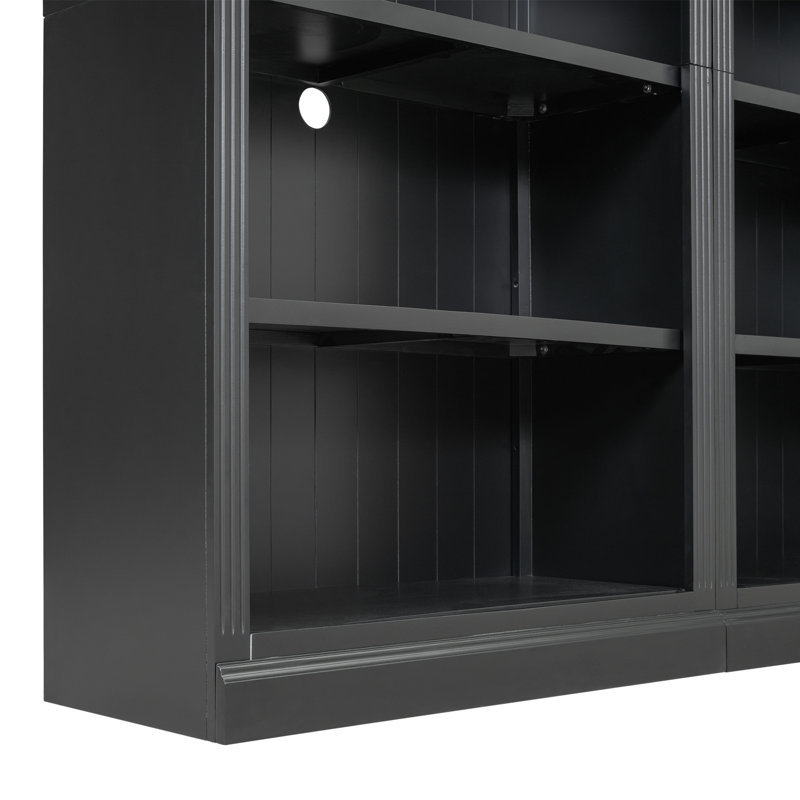 Bibliothèque décorative à 5 niveaux avec tablettes réglables, rangement pour CD / livres / films, Noir
