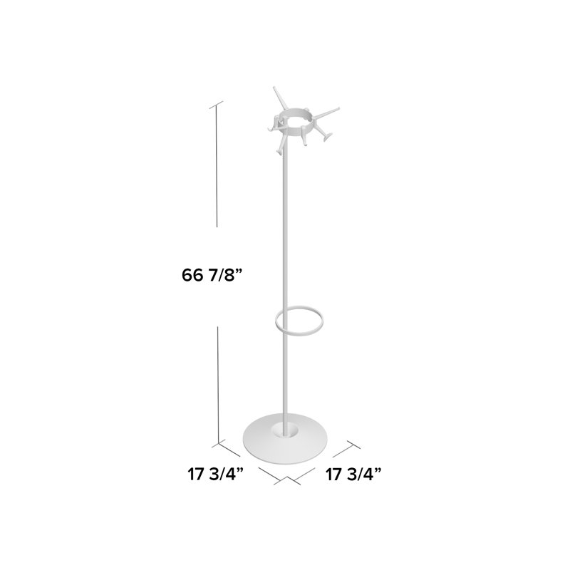 Metal Freestanding 6 - Hook Coat Rack, Red