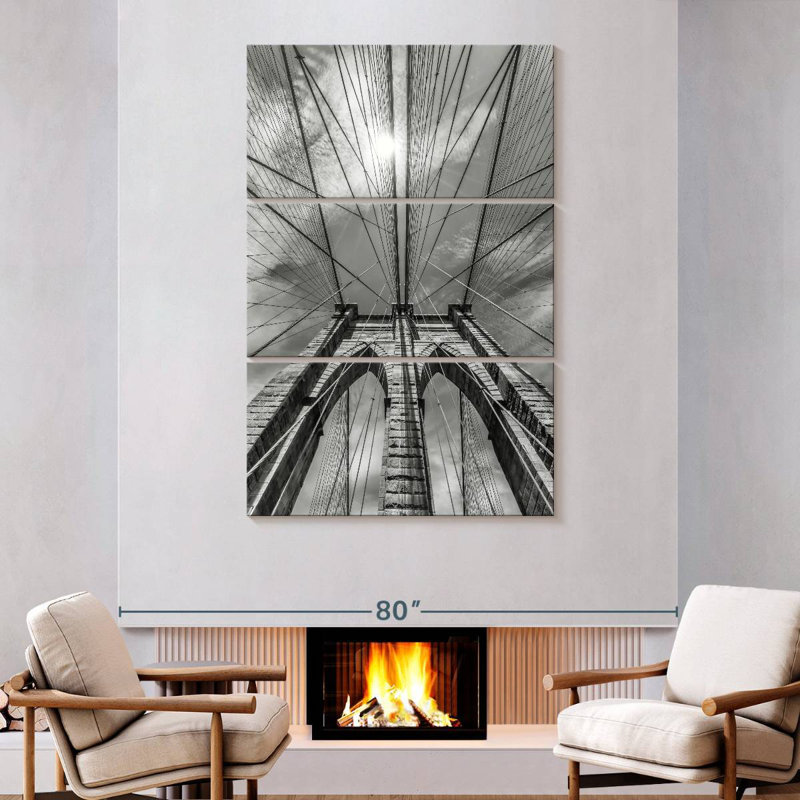Lilie Brooklyn Bridge Structure Sky View, 74" H x 48" W