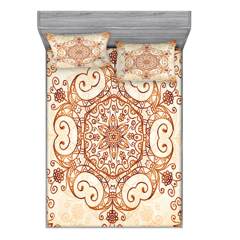 Microfiber Abstract Sheet Set, Queen Sheet Set with Fitted Sheet