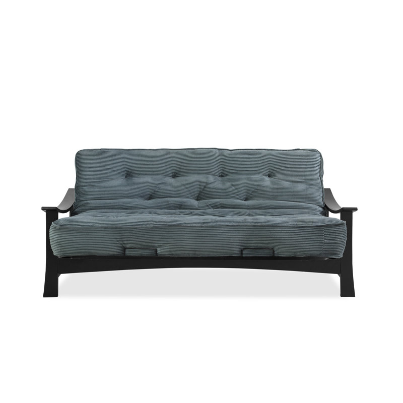 Futon et matelas Mcavoy, Velours côtelé couleur vert forêt