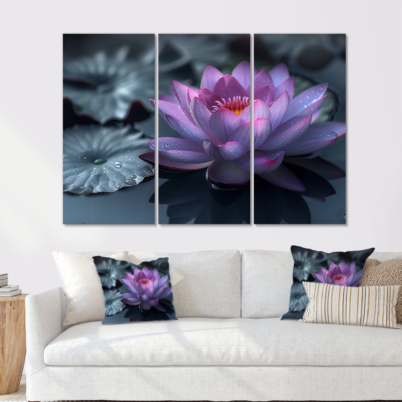 Aman - Ensemble de décoration murale Lotus, H 28 po x l 36 po x P 1 po