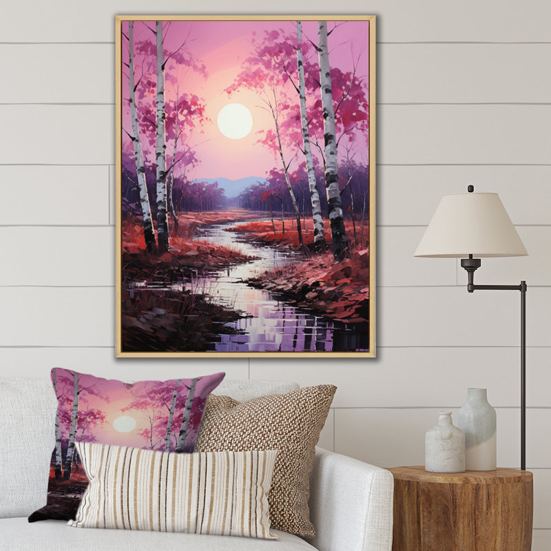 «Zehira Birch Woods Pink Symphony II», reproduction sur toile, H 20 po x l 12 po x P 1 po, Cadre naturel flottant