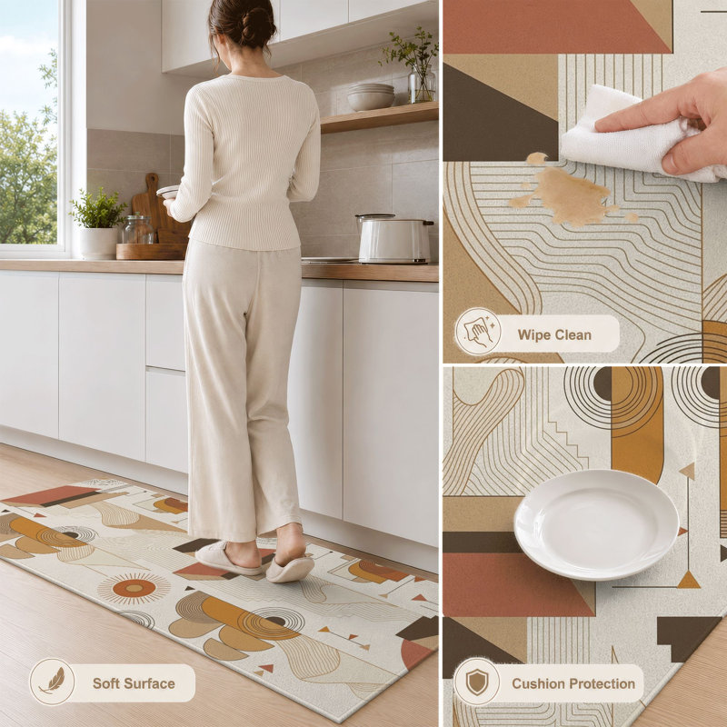 Tapis de cuisine géométriques antidérapants lavables